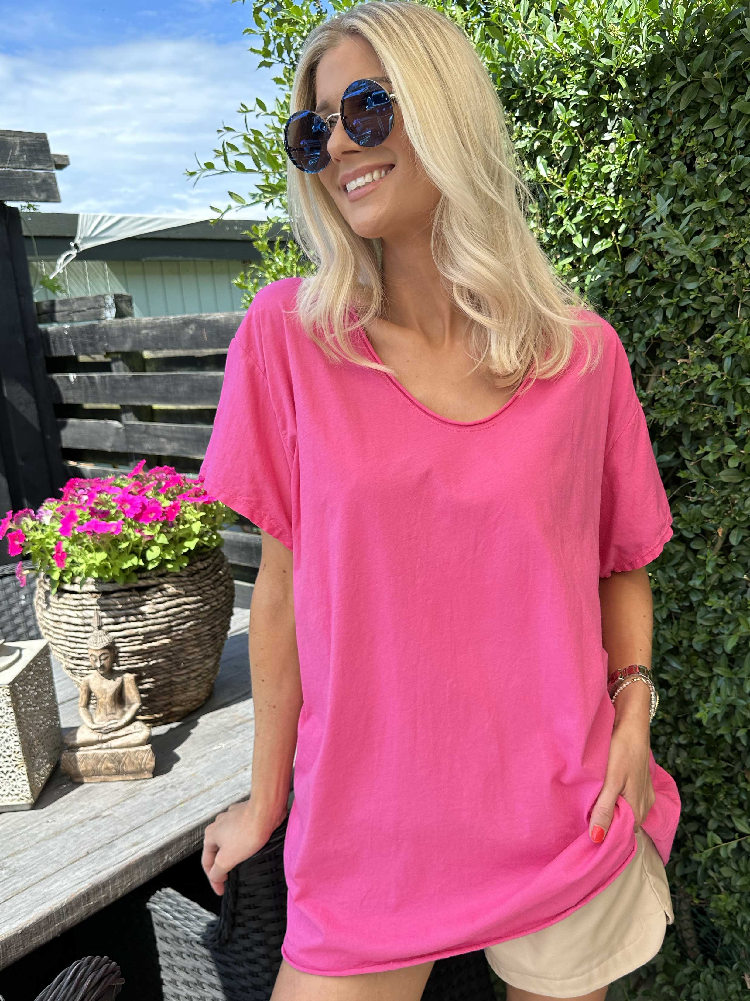 Alison - T-shirt med V-ringning i bomull